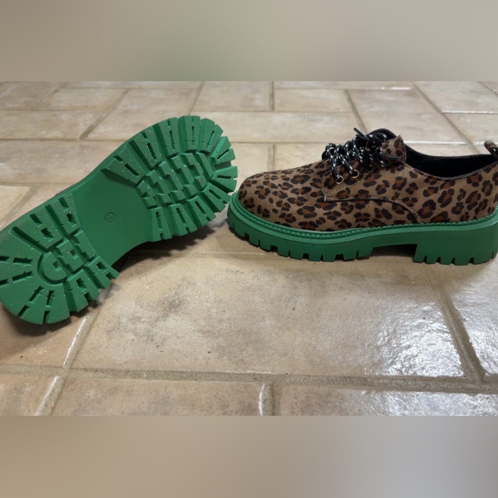 Leopard Print Boots with Green Soles